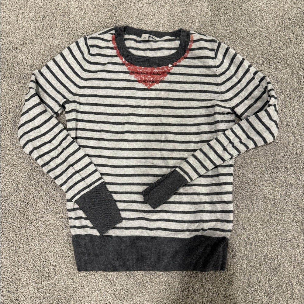Halogen striped women’s sweater with embellishments size small